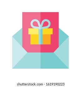 Birthday card vector illustration, flat style icon