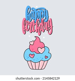 Birthday card. Vector illustration in a flat style