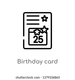 birthday card vector line icon. Simple element illustration. birthday card outline icon from party concept. Can be used for web and mobile