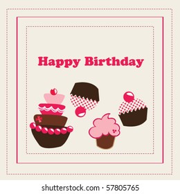 birthday card with yummy cakes