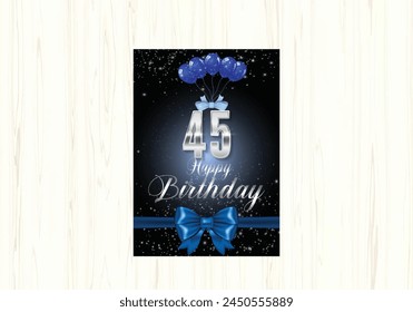 Birthday cards with cake, gift box, balloons, champagne. Handwritten lettering. Birthday party, celebration, congratulations, invitation concept. Vector illustration. Postcard, card, cover