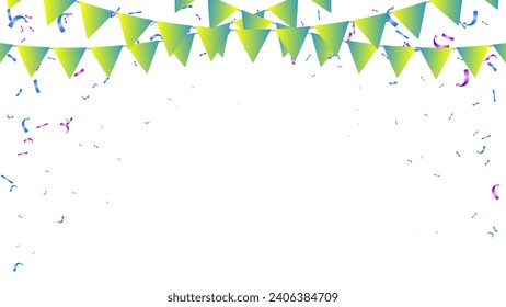 Birthday, carnival, party and holiday decoration elements vector flags and confetti retro style