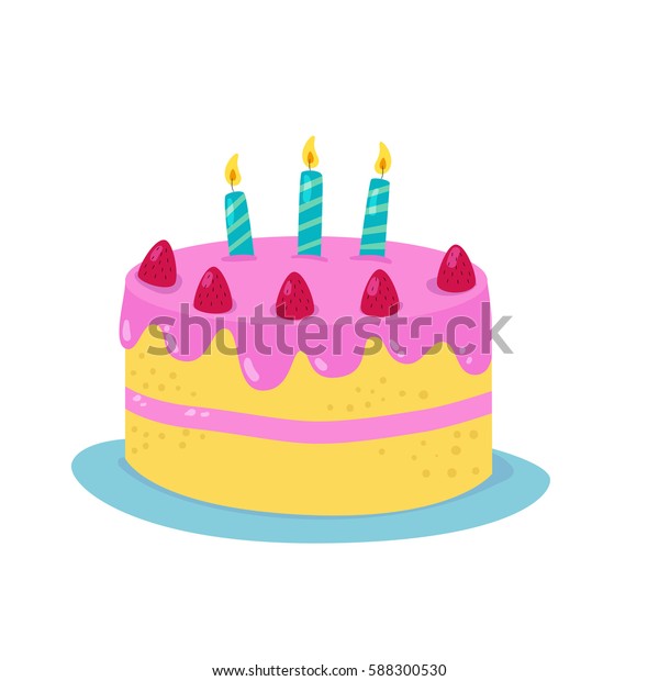 Gateau De Dessin Anime D Anniversaire Aux Image Vectorielle De Stock Libre De Droits