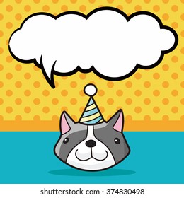 birthday cat doodle, speech bubble