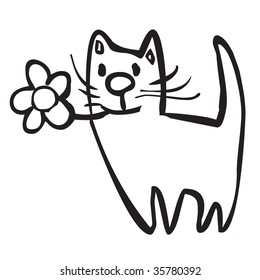 Birthday cat with a flower
