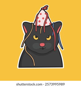 Birthday Cat Meme Sticker Vector Cute Illustration