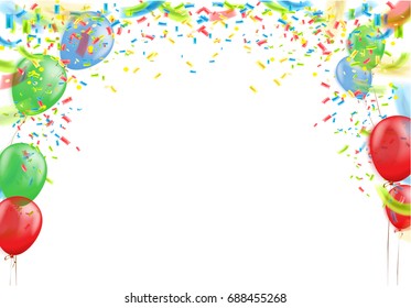 Birthday and celebration background balloons. Vector of event banners
