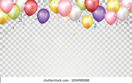 Cartel de cumpleaños y celebración con globo de colores