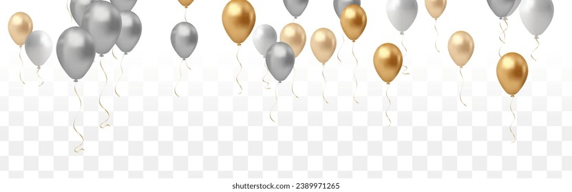 Birthday and celebration banner with colorful balloon, 3d illustration