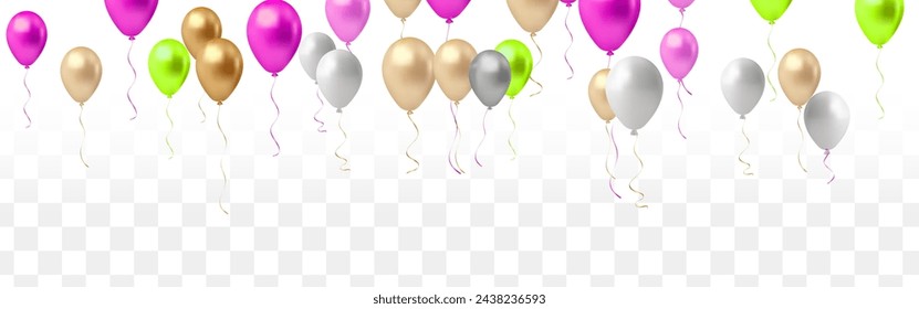 Birthday and celebration banner with colorful balloon, 3d illustration