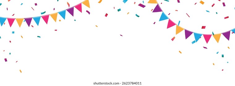 Birthday and celebration banner with colourful confetti