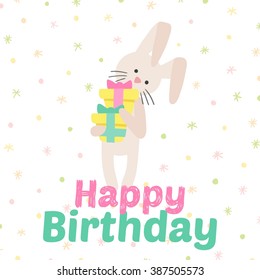 Birthday celebration bunny vector icons. Party background