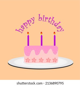 birthday celebration cake vector,with the sentence happy birthday