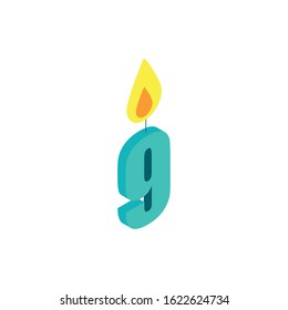 birthday celebration candle number nine vector illustration design