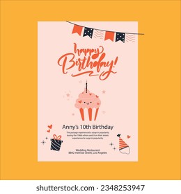 birthday celebration card design, birthday card template, floral card, invitation card, birthday party poster design