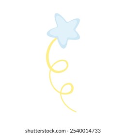 Birthday celebration confetti with star. Flying blue star, for cards, stickers or prints of baby clothes