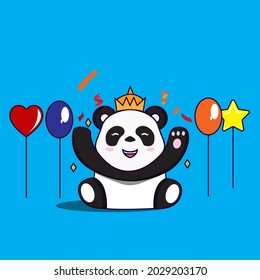 Birthday Celebration with cute panda illustration