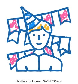 birthday celebration doodle icon sketch vector. birthday celebration sign. isolated symbol illustration