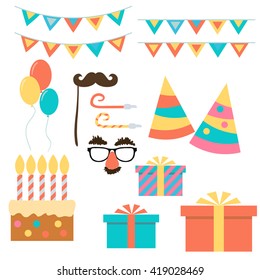 Birthday and celebration event. Flat design Vector illustration