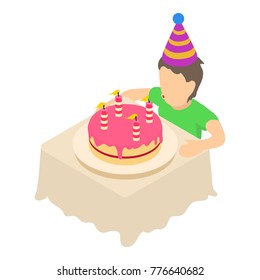 Birthday celebration icon. Isometric illustration of birthday celebration vector icon for web