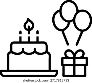Birthday Celebration Kitchen concept as A plain minimalistic kitchen background with a birthday setup featuring a cake balloons and gifts. The camera zooms in to highlight the decorations and joyful activities leaving space for messages. in Photo Stock Concept , copy space for advertisement or banner with Photo Realistic as high Quality Detail --ar 7:2