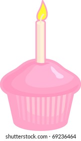 birthday or celebration muffin with pink frosting