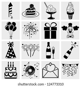 Birthday Celebration  and Party - icons set