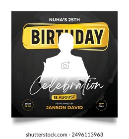 Birthday celebration party social media post template. Can be used for birthday party, night party, wedding party, anniversary or other event post.