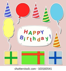 Birthday celebration stickers set