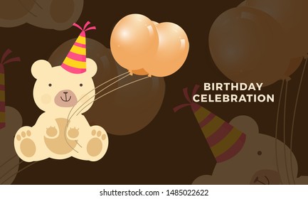 birthday celebration with teddy bear background design