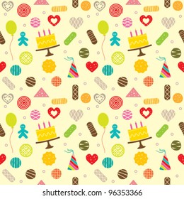 Birthday celebration themed seamless pattern