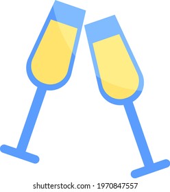Birthday champagne, icon illustration, vector on white background