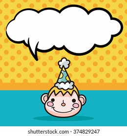 birthday character doodle, speech bubble