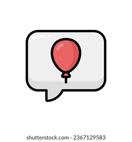 Birthday Chat Cartoon Vector Icon Illustration. Birthday Party Icon Concept Isolated Premium Vector. Flat Cartoon Style