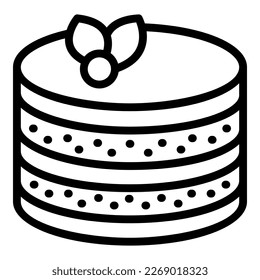 Birthday cheesecake icon outline vector. Cream pie. Cake dessert