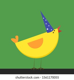 Birthday chicken, illustration, vector on white background.