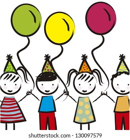 Birthday Children Over White Background Vector Stock Vector (royalty 