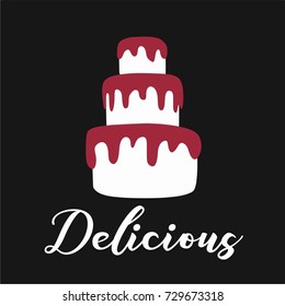 Birthday chocolate cake with cream, delicious dessert