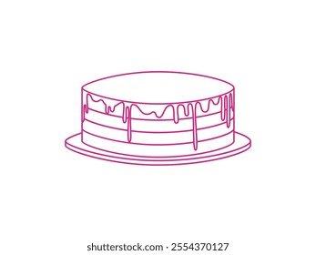 Birthday Chocolate cake icon in outline style isolated on white background. Chocolate Birthday Cake Icon in Outline Style Isolated on White Background