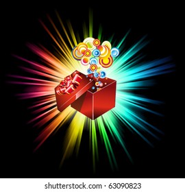 Birthday or Christmas Gift Card with an Explosion of Stars