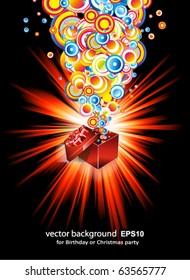 Birthday or Christmas Gift Card with an Explosion of Stars