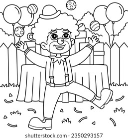 Birthday Clown Coloring Page for Kids