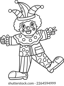 Birthday Clown Isolated Coloring Page for Kids