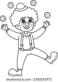 Birthday Clown Isolated Coloring Page for Kids