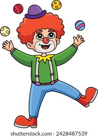 Birthday Clown Juggling Cartoon Colored Clipart 