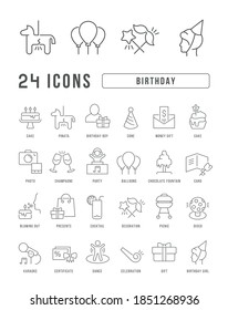 Birthday. Collection of perfectly thin icons for web design, app, and the most modern projects. The kit of signs for category Holidays.