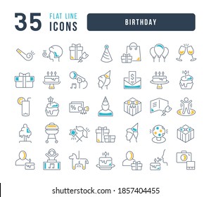 Birthday. Collection of perfectly thin icons for web design, app, and the most modern projects. The kit of signs for category Holidays.