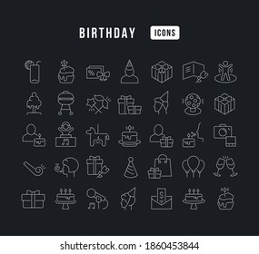 Birthday. Collection of perfectly thin icons for web design, app, and the most modern projects. The kit of signs for category Holidays.
