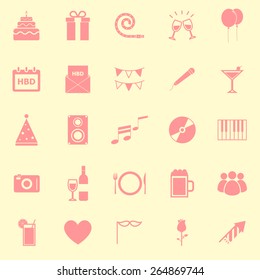 Birthday color icons on yellow background, stock vector