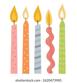 Birthday colored candles. Birthday party. Holiday candles for cake